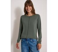 Rundhalspullover CECIL, Damen, Gr. S (38), grün (dried olive grün), Web, 60% Baumwolle, 40% Viskose, unifarben, normal normal, Rundhals, Rippbündchen, Pullover Rundhalspullover, im soften Baumwoll-Mix