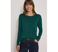 Rundhalspullover CECIL, Damen, Gr. S (38), grün (schwarz fir grün), Web, 60% Baumwolle, 40% Viskose, unifarben, normal normal, Rundhals, Rippbündchen, Pullover Rundhalspullover, im soften Baumwoll-Mix