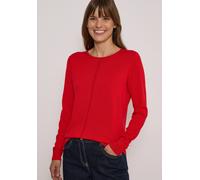 Rundhalspullover CECIL, Damen, Gr. S (38), rot (flame rot), Web, 60% Baumwolle, 40% Viskose, unifarben, normal normal, Rundhals, Rippbündchen, Pullover Rundhalspullover, im soften Baumwoll-Mix (366449