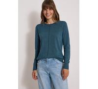 Rundhalspullover CECIL, Damen, Gr. XL (44), blau (dull teal blau melange), Web, 60% Baumwolle, 40% Viskose, unifarben, normal normal, Rundhals, Rippbündchen, Pullover Rundhalspullover, im soften Baumw