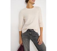 Rundhalspullover CECIL, Damen, Gr. XL (44), oat milk beige melange, Strick, Obermaterial: 37% Baumwolle, 34% Polyacryl, 26% Polyester, 3% Elasthan, meliert, regular fit normal, Rundhals, Rippbündchen,