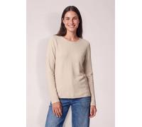 Rundhalspullover CECIL, Damen, Gr. XL (44), oat milk beige melange, Web, 60% Baumwolle, 40% Viskose, unifarben, comfort fit normal, Rundhals, Bündchen, Pullover Rundhalspullover, aus Feinstrick (90098
