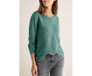 Rundhalspullover CECIL, Damen, Gr. XL (44), smoky grün heather melange, Strick, Obermaterial: 60% Baumwolle, 40% Polyester, meliert, regular fit normal, Rundhals, gerader Abschluss, Pullover Rundhalsp