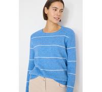 Rundhalspullover CECIL, Damen, Gr. XXL (46), fountain blau melange, Strick, Obermaterial: 37% Baumwolle, 34% Polyacryl, 26% Polyester, 3% Elasthan, normal, Rundhals, Rippstrickbündchen, Pullover Rundh
