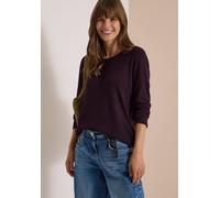 Rundhalspullover CECIL, Damen, Gr. XXL (46), lila (eggplant rot), Web, 60% Baumwolle, 40% Viskose, unifarben, normal normal, Rundhals, abgesteppt, Pullover Rundhalspullover, im soften Baumwoll-Mix (16