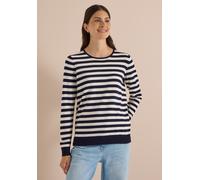 Rundhalspullover CECIL, Damen, Gr. XXL (46), schwarz-weiß (urban dunkelblau), Pullover Rundhalspullover, im soften Baumwoll-Mix (89498659-XXL) urban dunkelblau