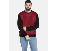 Rundhalspullover CHARLES COLBY "Pullover EARL ALAN", Herren, Gr. 4XL, schwarz (rot gemustert), Obermaterial: 50% Baumwolle CO. 50% Polyacryl PAN., mehrfarbig, normal, Rundhals, Pullover Rundhalspullov