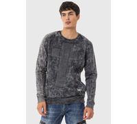 Rundhalspullover CIPO & BAXX "Pullover", Herren, Gr. M, grau (anthrazit), 100% Baumwolle, gemustert, regular fit, Rundhals, Pullover Rundhalspullover, mit modischem Muster (28645907-M) anthrazit