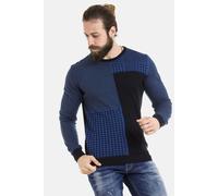 Rundhalspullover CIPO & BAXX "Pullover", Herren, Gr. S, blau (navyblau), 50% Baumwolle, 50% Polyacryl, kariert, regular fit, Rundhals, Pullover Rundhalspullover, im modernen Look, CP263 (39528628-S) n