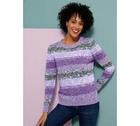 Rundhalspullover CLASSIC BASICS "Rundhals-Pullover", Damen, Gr. 38, lila (lila, lavendel, gemustert), 100% Polyacryl, gemustert, mehrfarbig, meliert, Pullover Rundhalspullover (66659730-38) lila, lave
