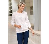 Rundhalspullover CLASSIC BASICS "Rundhals-Pullover", Damen, Gr. 40, lila (ecru, violett, gemustert), 100% Polyacryl, gemustert, mehrfarbig, Pullover Rundhalspullover (15220918-40) ecru, violett, gemus