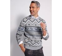 Rundhalspullover CLASSIC "Pullover", Herren, Gr. 52, grau (steingrau, schwarz, gemustert), 100% Polyacryl, gemustert, mehrfarbig, Pullover Rundhalspullover (55238853-52) steingrau, schwarz, gemustert