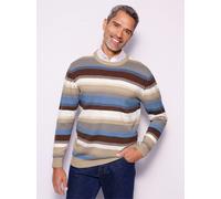 Rundhalspullover CLASSIC "Rundhals-Pullover", Herren, Gr. 46, bunt (ecru, mittelblau, geringelt), 100% Polyacryl, gemustert, gestreift, mehrfarbig, Pullover Rundhalspullover (37126517-46) ecru, mittel