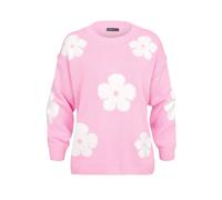 Rundhalspullover CLOUD 5IVE "CLOUD 5IVE Cloud 5ive Crewneck Knit Sweater with Flowers", Damen, Gr. M, coral, sanftes weiß, 100% Polyacryl, normal, Rundhals, Pullover Rundhalspullover (26013758-M) cora