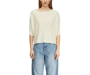Rundhalspullover COMMA, Damen, Gr. M (38), weiß (eggnog), Strick, Obermaterial: 55% Leinen, 45% Viskose, unifarben, regular fit normal, Rundhals, Pullover Rundhalspullover, in Feinstrick (16546941-M)