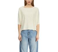 Rundhalspullover COMMA, Damen, Gr. XL (42), weiß (eggnog), Strick, Obermaterial: 55% Leinen, 45% Viskose, unifarben, regular fit normal, Rundhals, Pullover Rundhalspullover, in Feinstrick (16546941-XL
