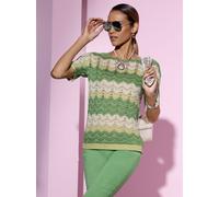 Rundhalspullover CREATION L "Ajour-Pullover", Damen, Gr. 46, apfel, pistazie, gemustert, 75% Polyacryl, 16% Polyester, 9% metallisierte Fasern, gemustert, Pullover Rundhalspullover (33355903-46) apfel