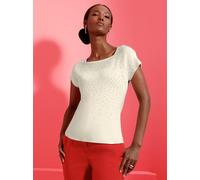 Rundhalspullover CREATION L "Lyocell-Viskose-Pullover", Damen, Gr. 46, weiß (champagner), 42% Viskose, 30% Lyocell, 28% Polyester, unifarben, Pullover Rundhalspullover (61545930-46) champagner