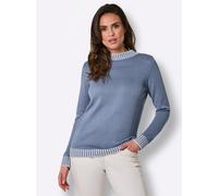Rundhalspullover CREATION L PREMIUM "Modal-Baumwoll-Pullover", Damen, Gr. 48, taubenblau, 50% Baumwolle, 50% Modal, unifarben, Pullover Rundhalspullover (27730147-48) taubenblau