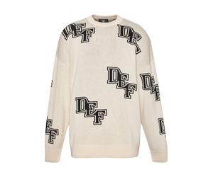 Rundhalspullover DEF "DEF Herren DEF Knit Crewneck", Herren, Gr. L, schwarz, 50% Polyacryl, 50% Baumwolle, mehrfarbig, relaxed fit, Rundhals, Pullover Rundhalspullover (33457018-L) schwarz