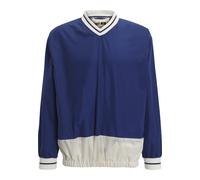 Rundhalspullover DEF "DEF Herren Huddle Crewneck", Herren, Gr. S, blau, 100% Polyamid, mehrfarbig, relaxed fit, V-Ausschnitt, Pullover Rundhalspullover (40264745-S) blau