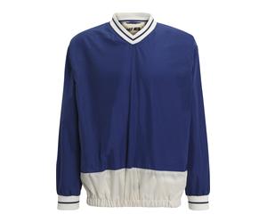 Rundhalspullover DEF "DEF Herren Huddle Crewneck", Herren, Gr. S, blau, 100% Polyamid, mehrfarbig, relaxed fit, V-Ausschnitt, Pullover Rundhalspullover (40264745-S) blau