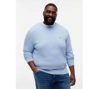Rundhalspullover "ESSENTIAL STRUCTURE CREW NECK", Herren, Gr. 3XL, blau (vessel blau heather), Strick, Obermaterial: 100% Baumwolle, TOMMY HILFIGER BIG & TALL, unifarben, regular fit normal, Rundhals,