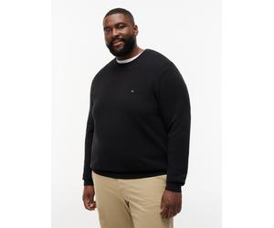 Rundhalspullover "ESSENTIAL STRUCTURE CREW NECK", Herren, Gr. 3XL, schwarz, Strick, Obermaterial: 100% Baumwolle, TOMMY HILFIGER BIG & TALL, regular fit normal, Rundhals, eingesetzt Rippbündchen, Pull