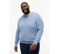Rundhalspullover "ESSENTIAL STRUCTURE CREW NECK", Herren, Gr. 4XL, brisk blau, Strick, Obermaterial: 100% Baumwolle, TOMMY HILFIGER BIG & TALL, regular fit normal, Rundhals, eingesetzt Rippbündchen, P