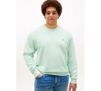 Rundhalspullover "ESSENTIAL STRUCTURE CREW NECK", Herren, Gr. 4XL, minty essence heather, Strick, Obermaterial: 100% Baumwolle, TOMMY HILFIGER BIG & TALL, unifarben, regular fit normal, Rundhals, eing