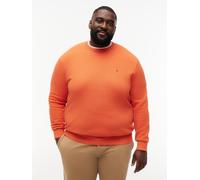 Rundhalspullover "ESSENTIAL STRUCTURE CREW NECK", Herren, Gr. 5XL, orange (brilliant orange), Strick, Obermaterial: 100% Baumwolle, TOMMY HILFIGER BIG & TALL, regular fit normal, Rundhals, eingesetzt 