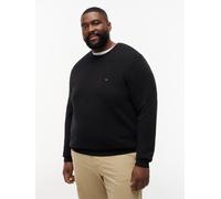 Rundhalspullover "ESSENTIAL STRUCTURE CREW NECK", Herren, Gr. 5XL, schwarz, Strick, Obermaterial: 100% Baumwolle, TOMMY HILFIGER BIG & TALL, regular fit normal, Rundhals, eingesetzt Rippbündchen, Pull