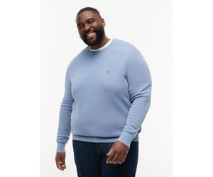 Rundhalspullover "ESSENTIAL STRUCTURE CREW NECK", Herren, Gr. XXL, blau (brisk blau), Strick, Obermaterial: 100% Baumwolle, TOMMY HILFIGER BIG & TALL, regular fit normal, Rundhals, eingesetzt Rippbünd
