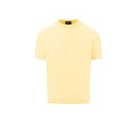 Rundhalspullover FYNCH-HATTON, Herren, Gr. L, pale gelb, Web, Obermaterial: 88% Baumwolle, 12% Leinen, unifarben, regular fit normal, Rundhals, gerader Abschluss, Pullover Rundhalspullover, mit Logo S