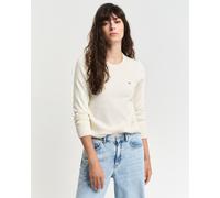 GANT Damen Strickpullover - CLASSIC COTTON C-NECK, Rundhals, Feinstrick, Baumwolle Creme M
