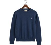 Rundhalspullover GANT "CLASSIC COTTON C-NECK", Herren, Gr. S, blau (schwarz jeansblau melange), Strick, Obermaterial: 100% Baumwolle, meliert, regular fit hüftlang, Rundhals, elastischer Bund, Pullove
