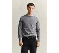 Rundhalspullover GANT "CLASSIC COTTON", Herren, Gr. XL, grau (dunkelgrau melange), Web, Obermaterial: 100% Baumwolle, regular fit normal, Rundhals, eingesetzt angesetztes Bündchen, Pullover Rundhalspu