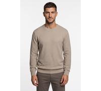 Rundhalspullover GANT "COTTON TEXTURE C-NECK", Herren, Gr. XXL, beige (mist taupe), Web, Obermaterial: 100% Baumwolle, regular fit normal, Rundhals, eingesetzt Rippbündchen, Pullover Rundhalspullover,
