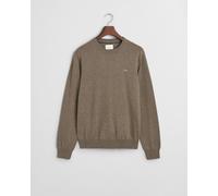 Rundhalspullover GANT "CTN/WO C-NECK", Herren, Gr. 3XL, braun (schwarz hazelnut melange), Feinstrick, Obermaterial: 70% Baumwolle, 30% Wolle, normal hüftlang, Rundhals, Rippstrickbündchen, Pullover Ru