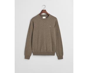 Rundhalspullover GANT "CTN/WO C-NECK", Herren, Gr. XXL, braun (schwarz hazelnut melange), Feinstrick, Obermaterial: 70% Baumwolle, 30% Wolle, normal hüftlang, Rundhals, Rippstrickbündchen, Pullover Ru