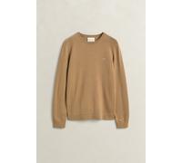 Rundhalspullover GANT "WOOL COTTON C-NECK", Damen, Gr. L, braun (warm khaki), Strick, Obermaterial: 70% Wolle, 30% Baumwolle, regular fit normal, Rundhals, Rippbündchen, Pullover Rundhalspullover, aus
