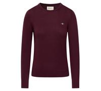 Rundhalspullover GANT "WOOL COTTON C-NECK", Damen, Gr. L, lila (schwarzened wine), Strick, Obermaterial: 70% Wolle, 30% Baumwolle, regular fit normal, Rundhals, Rippbündchen, Pullover Rundhalspullover