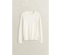 Rundhalspullover GANT "WOOL COTTON C-NECK", Damen, Gr. XS, weiß (cream), Strick, Obermaterial: 70% Wolle, 30% Baumwolle, regular fit normal, Rundhals, Rippbündchen, Pullover Rundhalspullover, aus Woll