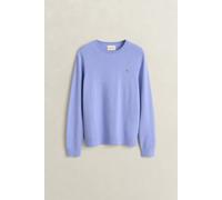 Rundhalspullover GANT "WOOL COTTON C-NECK", Damen, Gr. XXL, blau (misty lavender), Strick, Obermaterial: 70% Wolle, 30% Baumwolle, regular fit normal, Rundhals, Rippbündchen, Pullover Rundhalspullover