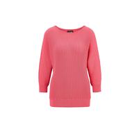 Rundhalspullover GOLDNER "Baumwollmix mit Fledermausärmeln und Rippstruktur", Damen, Gr. 36/38, orange (koralle), Obermaterial: 55% Baumwolle CO. 45% Viskose CV., figurumspielend, Rippe, Pullover Rund