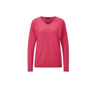 Rundhalspullover GOLDNER "Baumwollpullover mit V-Ausschnitt", Damen, Gr. 38, rot (koralle), Obermaterial: 95% Baumwolle CO. 5% Kaschmir WS., gerade, V-Ausschnitt, Pullover Rundhalspullover, mit Kaschm