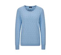 Rundhalspullover GOLDNER "Baumwollpullover mit Zick-Zack-Muster", Damen, Gr. 42, blau (hellblau), Obermaterial: 80% Baumwolle CO. 20% Polyamid PA., gerade, Pullover Rundhalspullover, moderner Wellenst