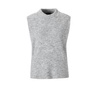 Rundhalspullover GOLDNER "Edler Rippstrick Pullunder, Stehkragen", Damen, Gr. 48, grau (grau, melange), Obermaterial: 76% Polyester PES. 15% Polyamid PA. 6% Schurwolle WV. 3% Elasthan EL., keine/nicht