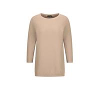 Rundhalspullover GOLDNER "Eleganter Baumwollpullover, Halbarm", Damen, Gr. 44, beige, Obermaterial: 100% Baumwolle CO., Modisch, Pullover Rundhalspullover, U-Boot-Ausschnitt (72845364-44) beige