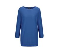 Rundhalspullover GOLDNER "Eleganter Baumwollpullover, Halbarm", Damen, Gr. 52, blau (royalblau), Obermaterial: 100% Baumwolle CO., Modisch, U-Boot-Ausschnitt, Pullover Rundhalspullover, U-Boot-Ausschn